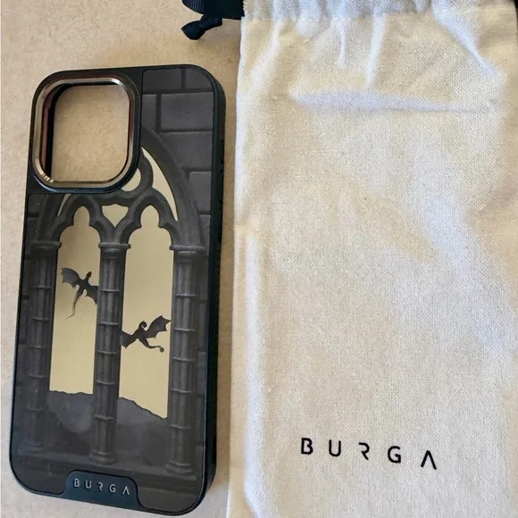 Burga Black Gothic Dragon Mirror Phone Case - Picture 1 of 2